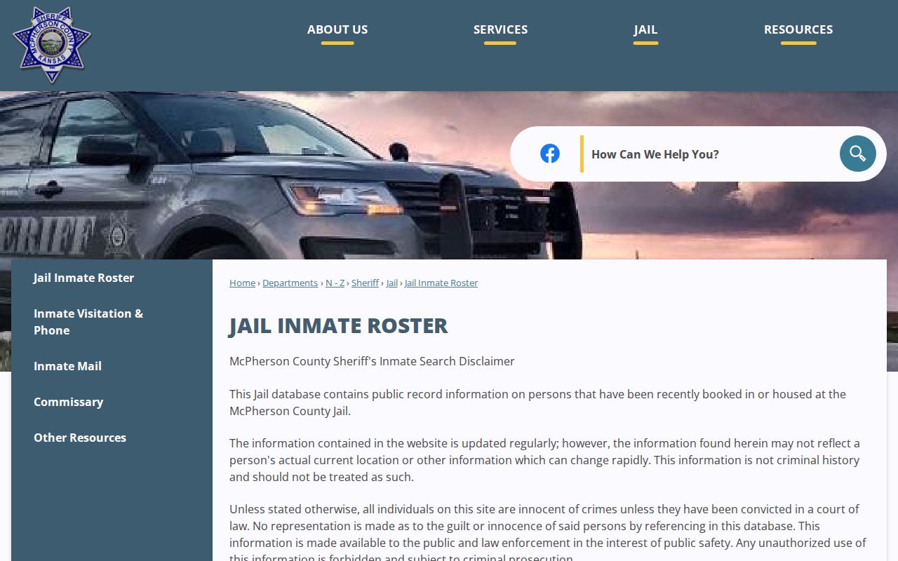 McPherson County released mugshot roster source and data warning